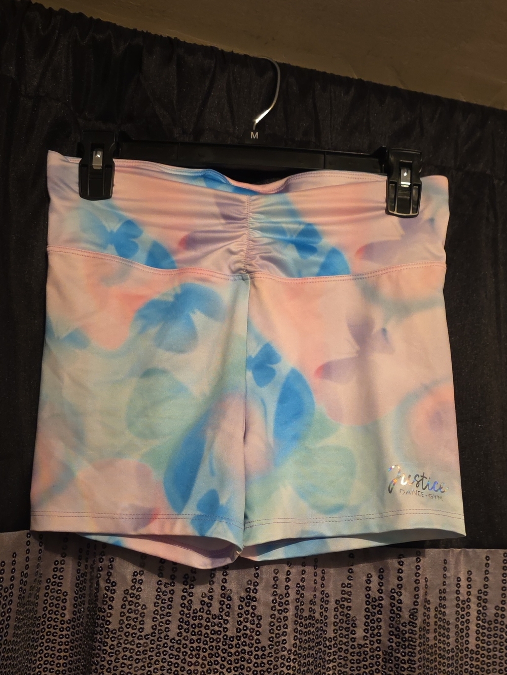 Justice Pastel Pink and Blue Tie-Dye Bike Shorts